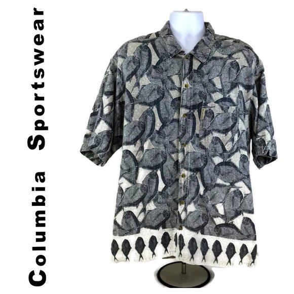 Columbia Sportswear Button Up Men's Fish Print Short Sleeve Shirt Size X-Large - Picture 3 of 9